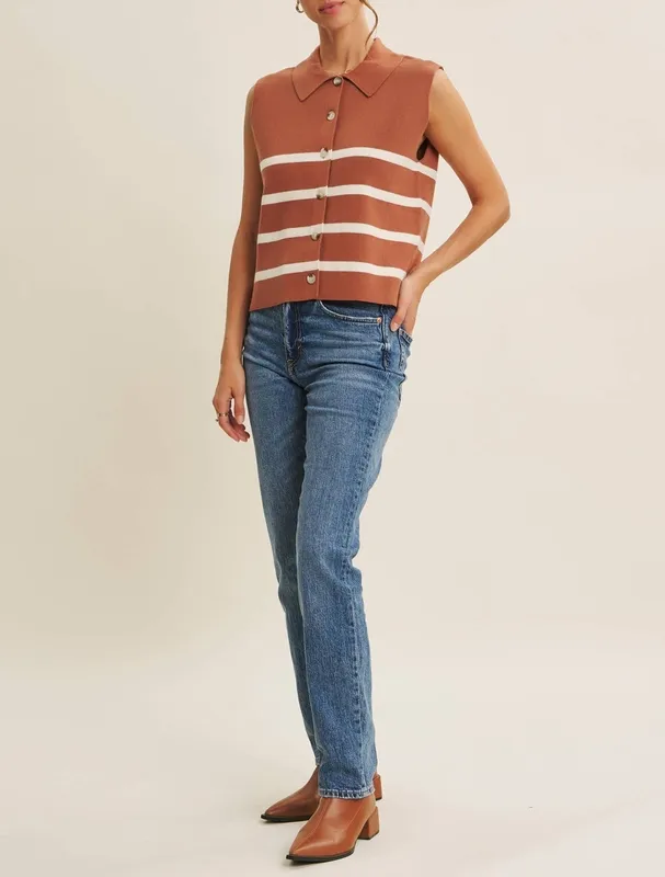 Ribbed Button-Down Sweater Vest
