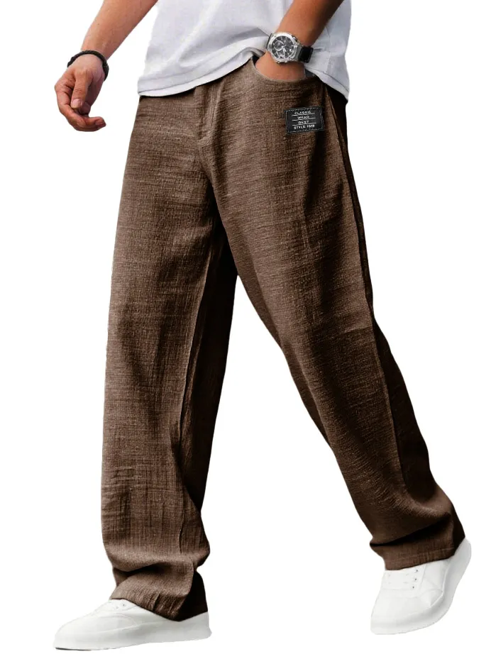 Linen Blend Drawstring Trousers