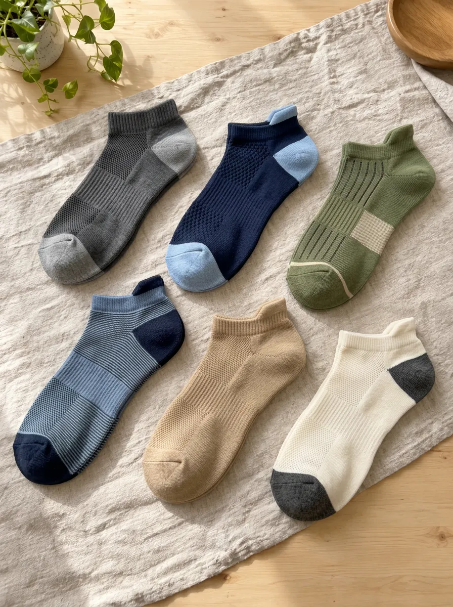 Men's Casual Athletic Colorblock Mesh Breathable Ankle Socks