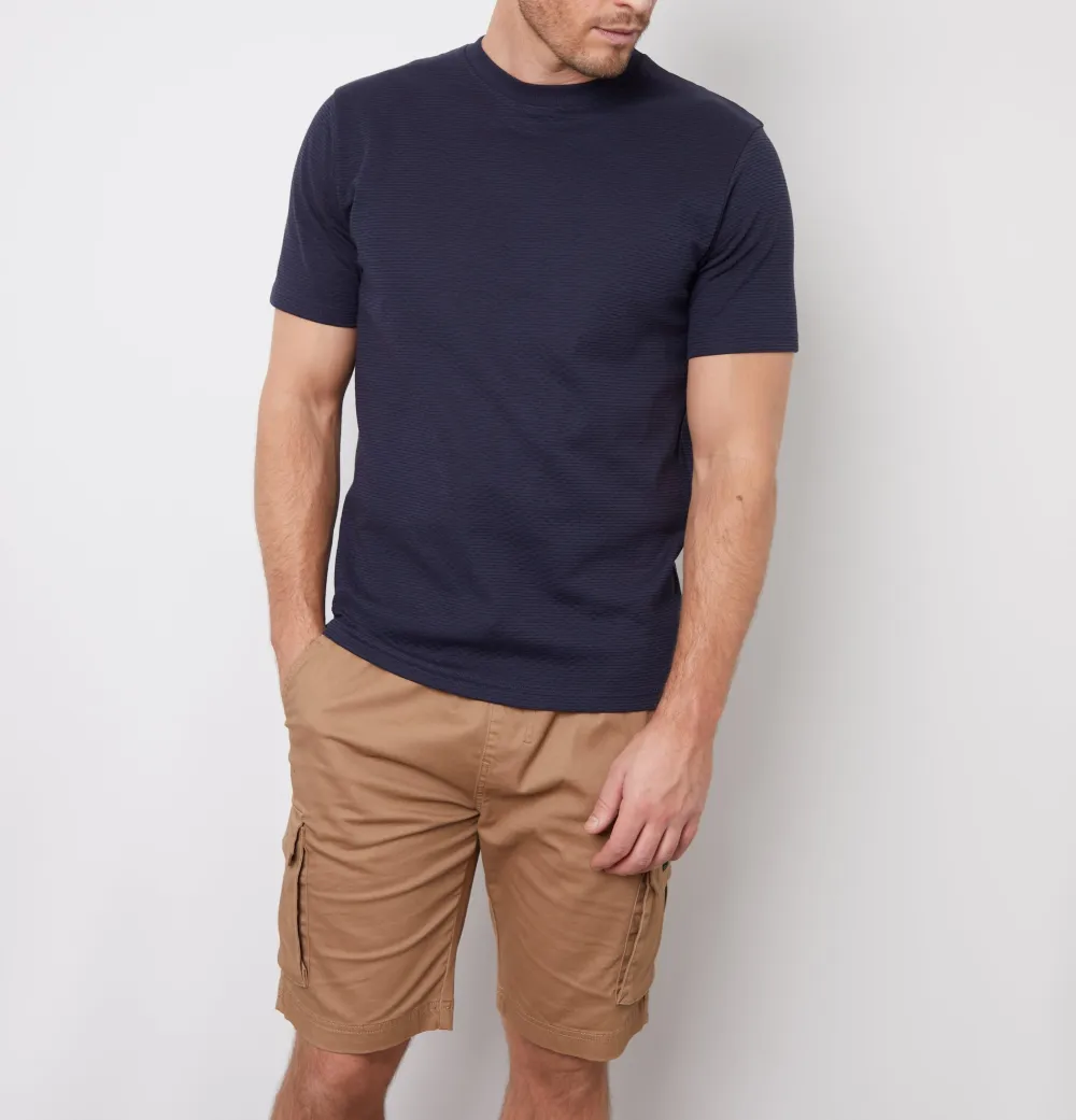 Men's Navy Textured T-Shirt