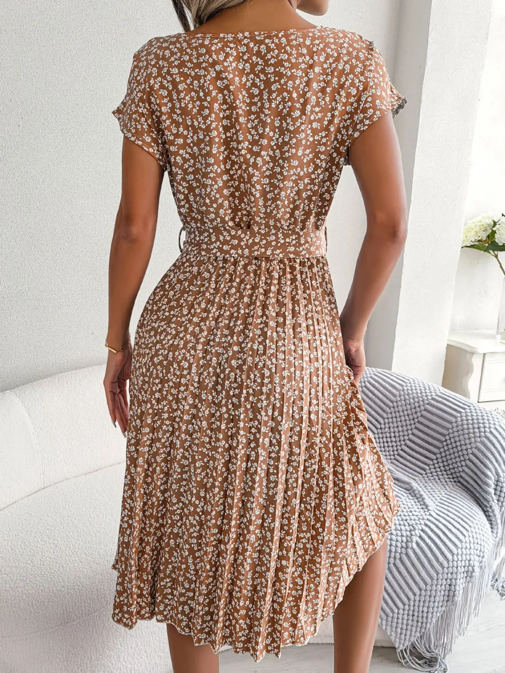 Soft Pleated Floral Dress