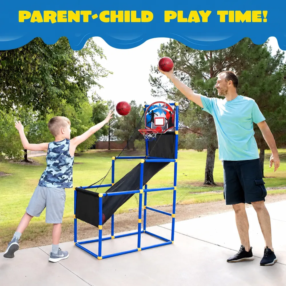 Kids Arcade Basketball Game Set with Adjustable Hoop