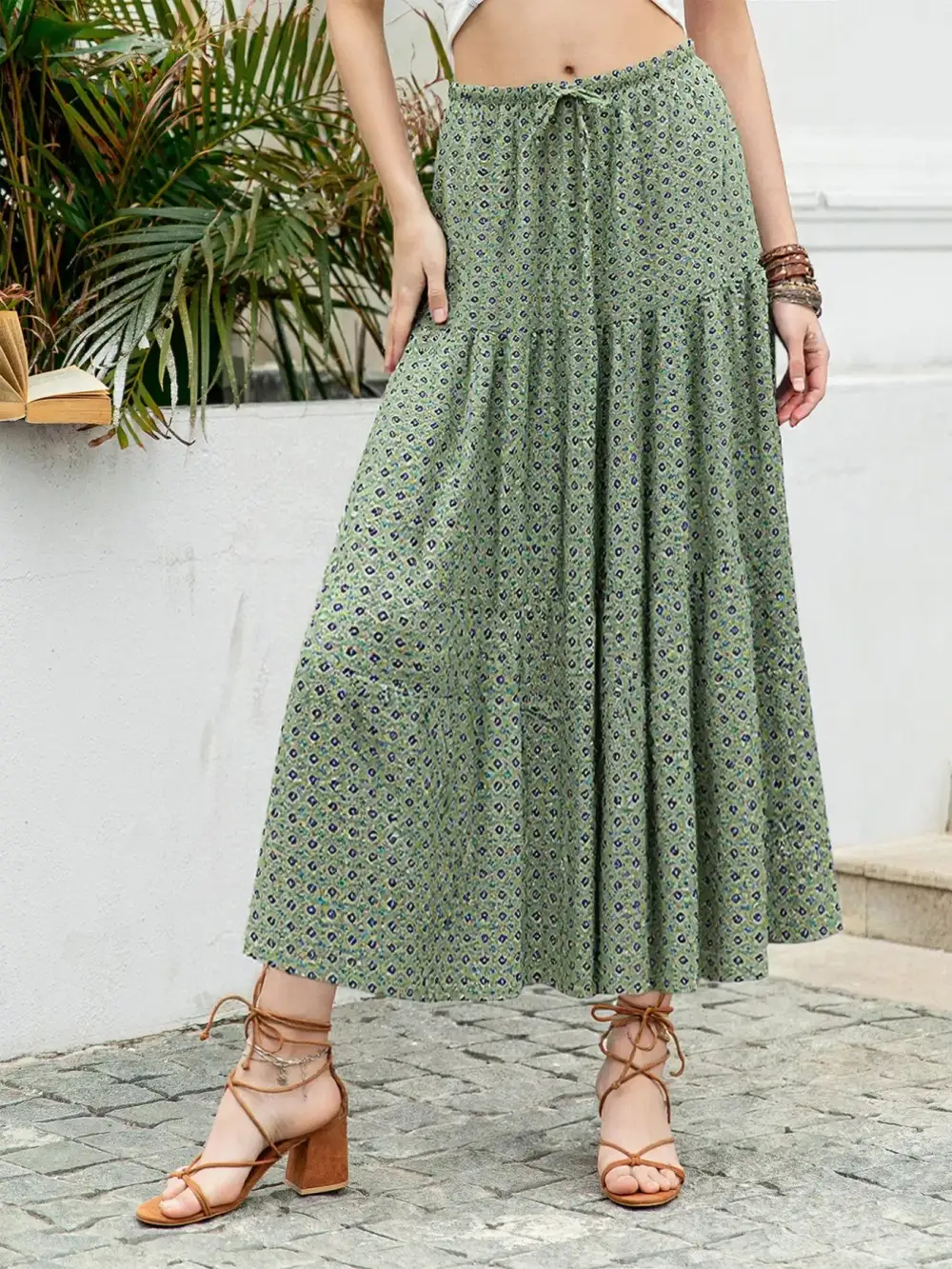 Subtle Printed Drawstring Skirt