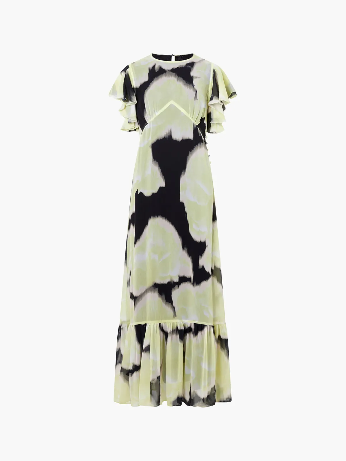 Breathable Flowing Chiffon Dress With Ruffle Sleeves