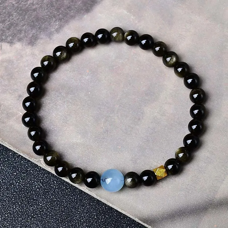 Natural Obsidian Beads Bracelet
