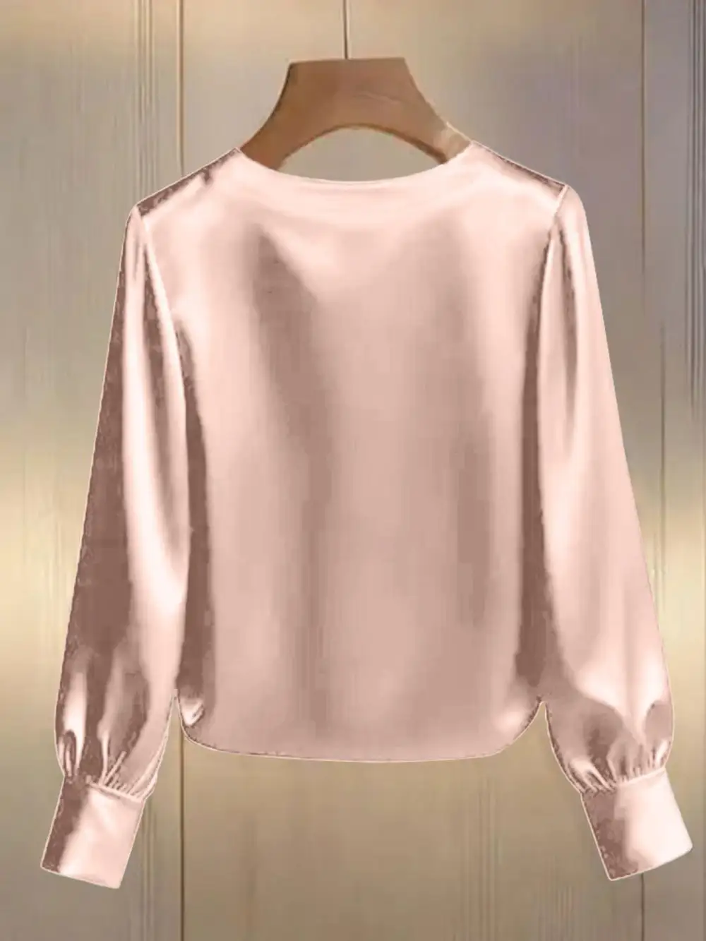 Pearl Trim Round Neck Silk Blouse