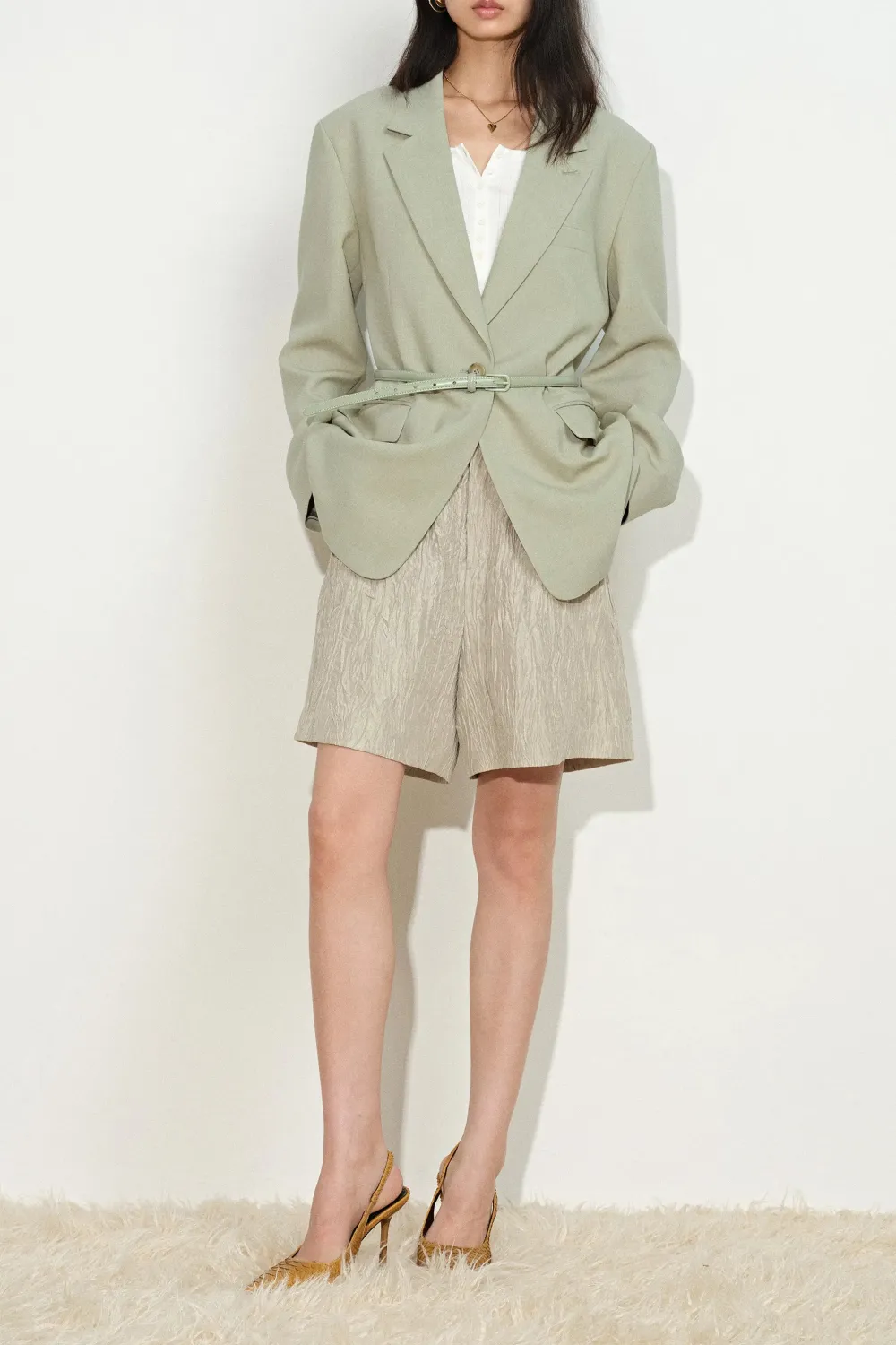 Detachable Belt Tailored Blazer