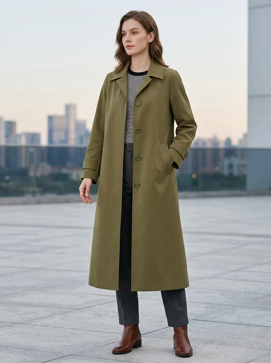 Women's Minimalist Minimalist Long Trench Coat