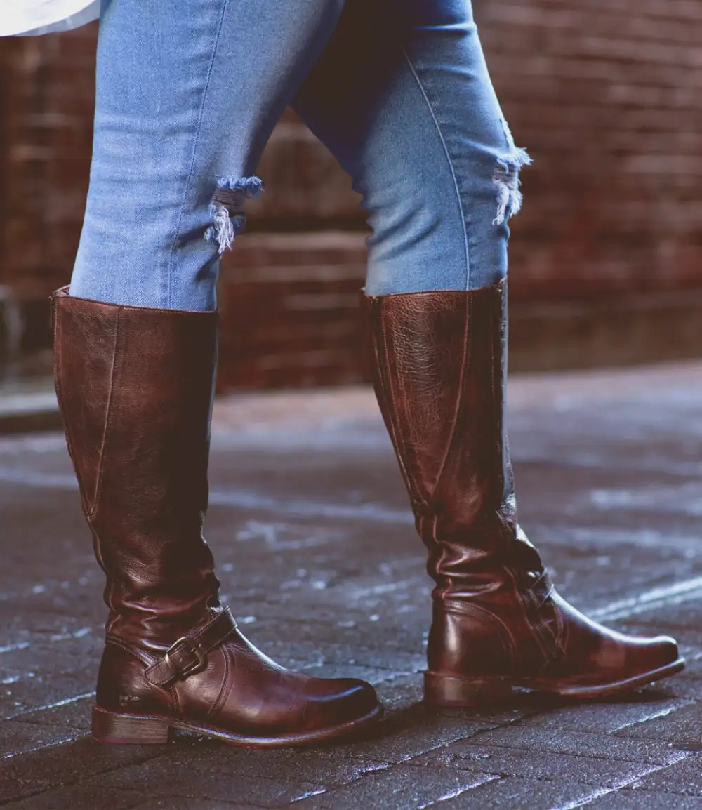 Buckled Layered Wide-Calf Tall Boots