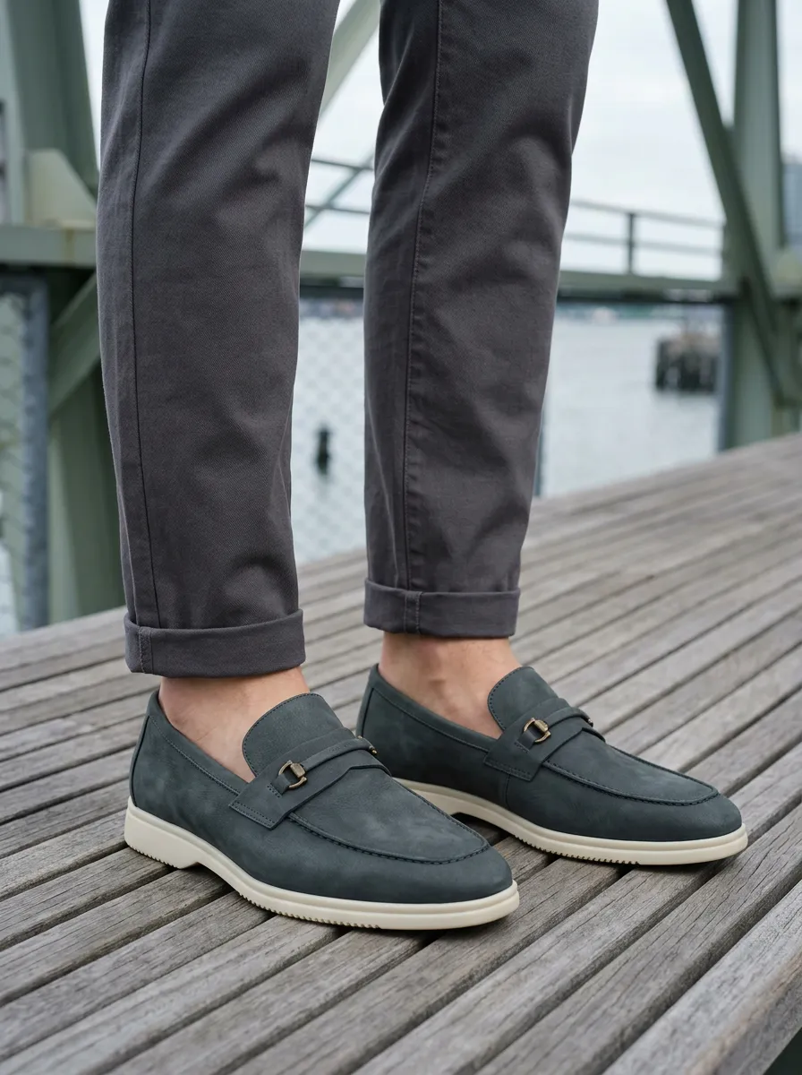 Men's Metal-Buckle Minimal Loafers