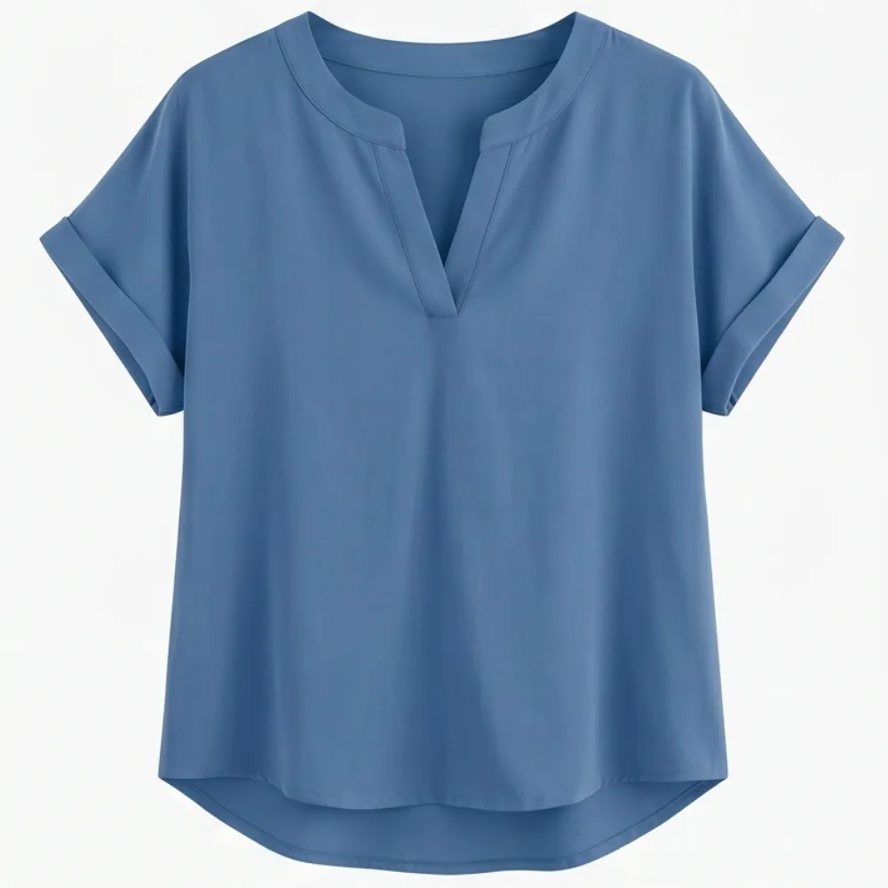Soft Drape V Neck Blouse