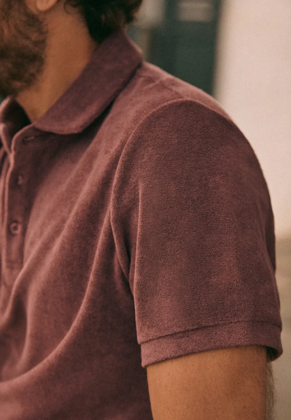 Light Blue Pearl Button Placket Polo Shirt