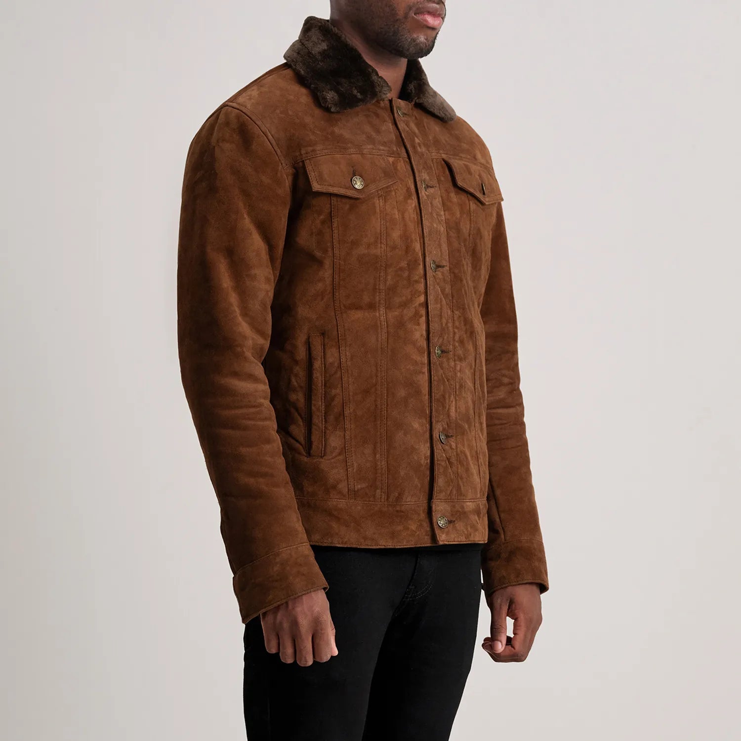 Men's Suede Shearling Trucker Jacket