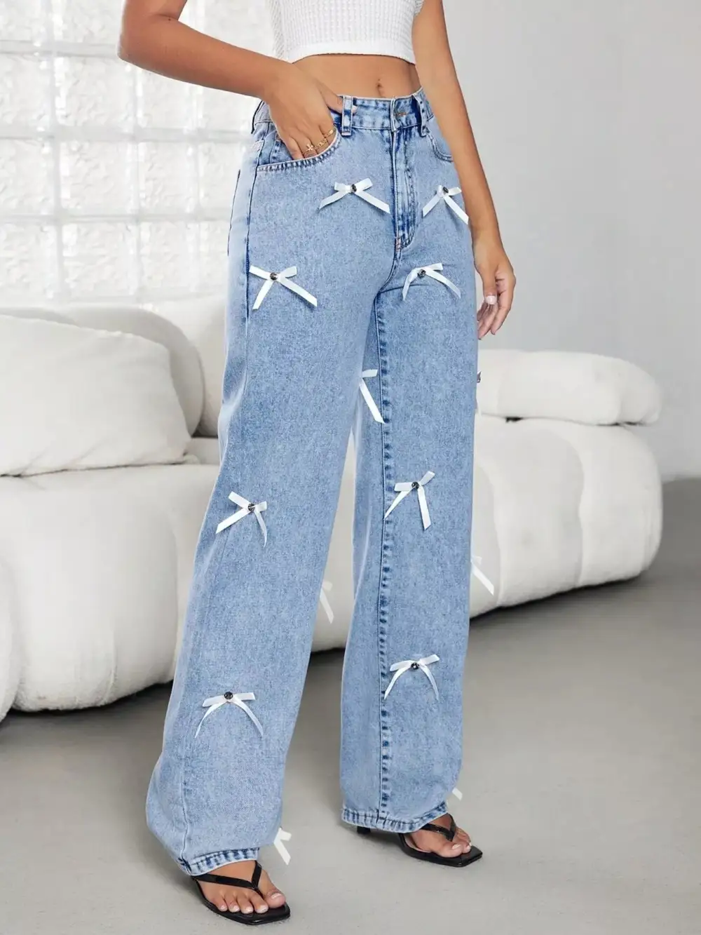 Breezy Elastic Waist Denim Jeans