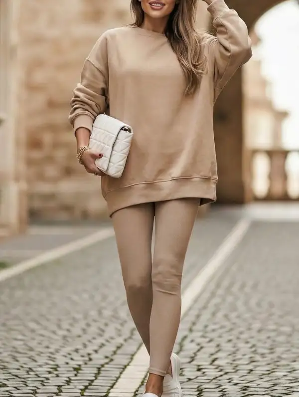 Crew Neck Irregular Sweatshirt Set