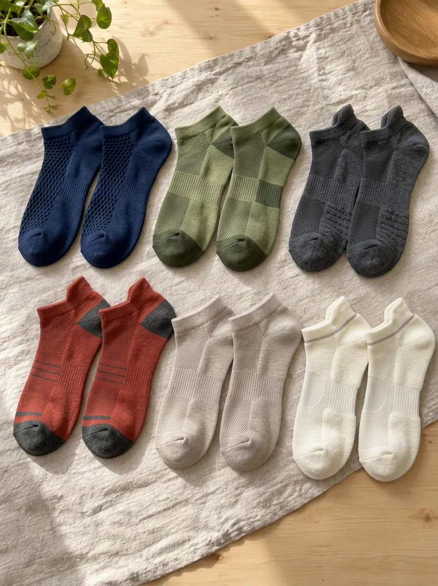 Men's Classic Core Mesh Breathable Ankle Socks Set