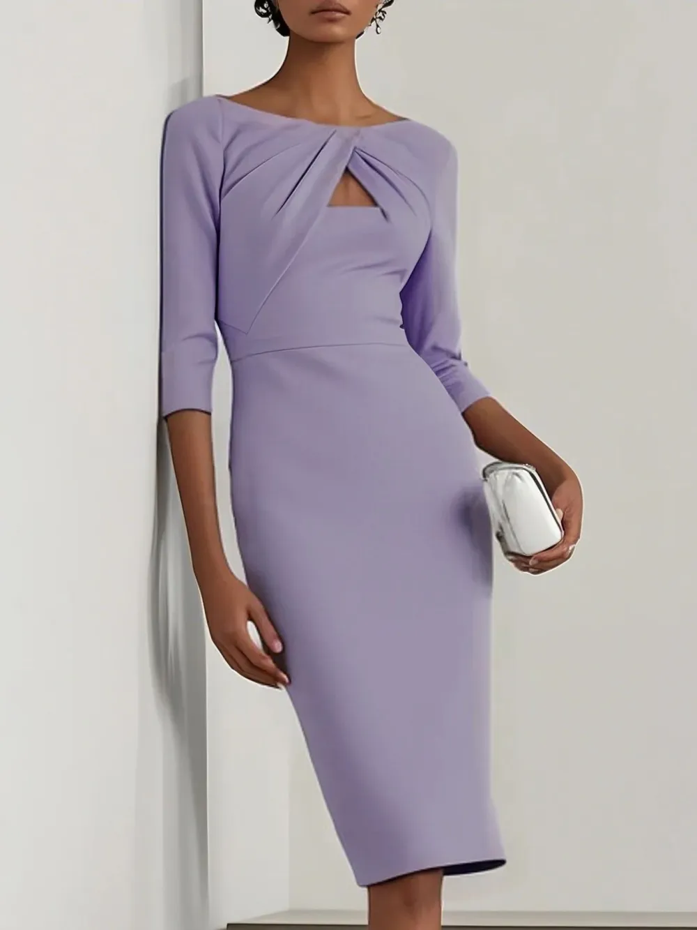Twist-Front Cutout Midi Dress