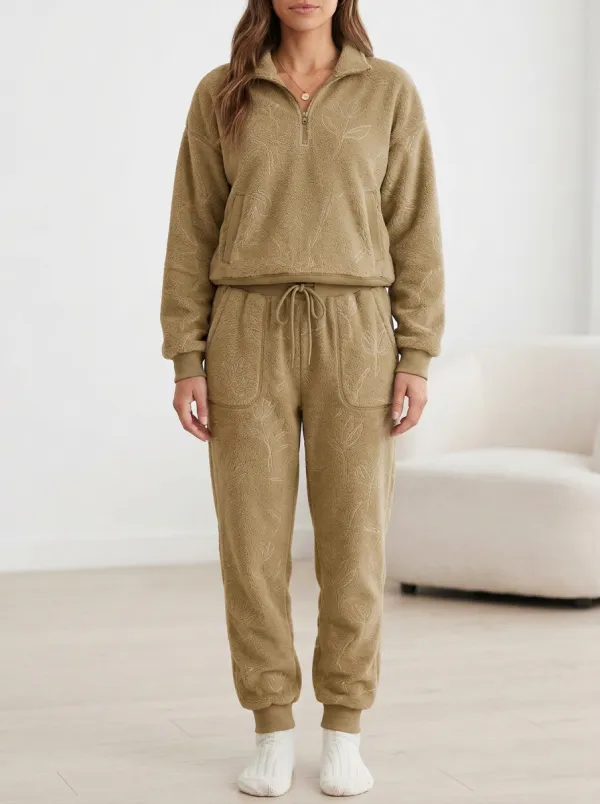 Everyday Floral Embossed Fleece Profile Women's Fleece Lounge Set
