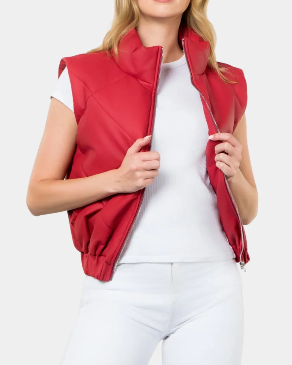 Leather Puffer Vest