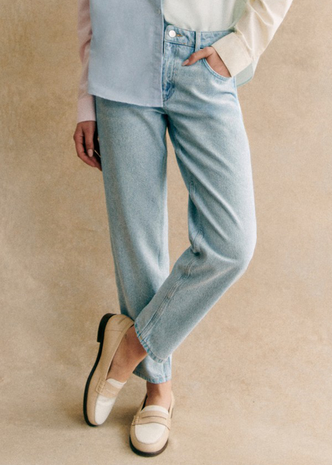 Mid-Rise Wide-leg Denim Trousers