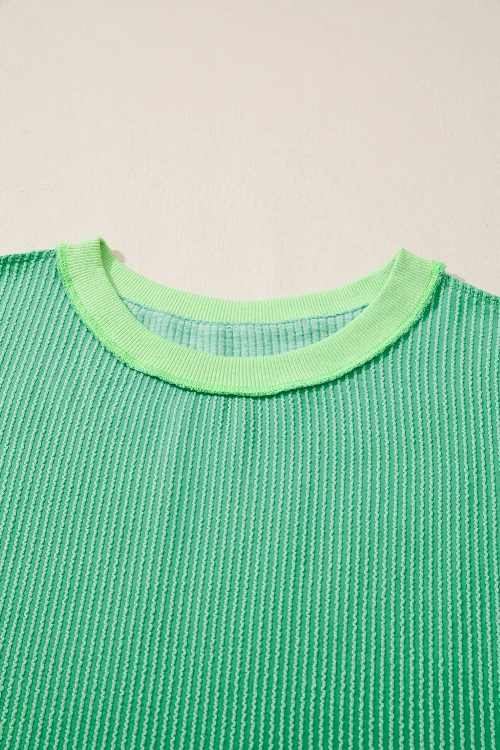 Bright Green Twisted Rib Uneven Top