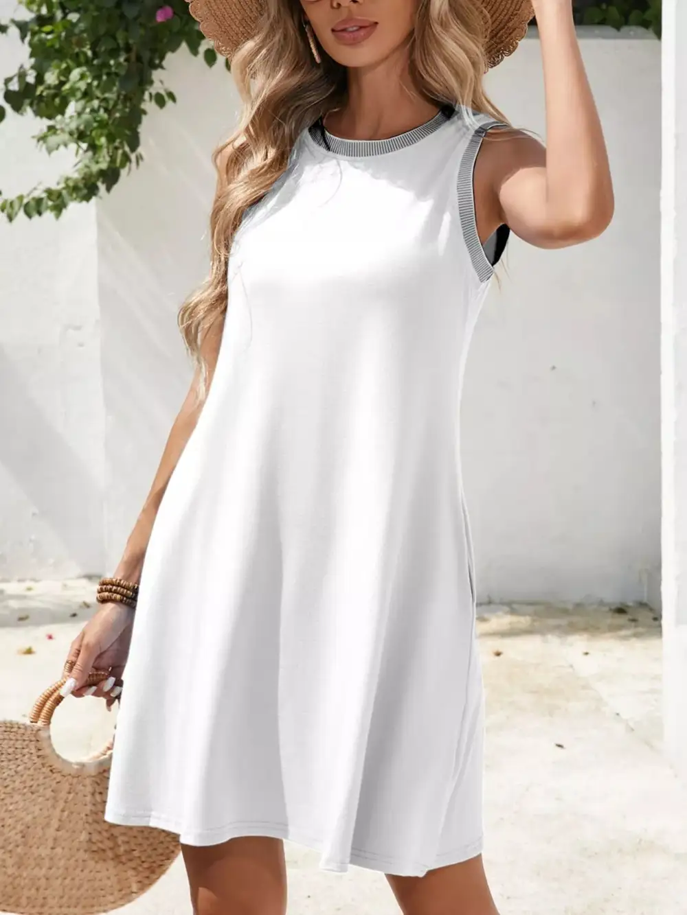 Drape Sleeveless Mini Dress