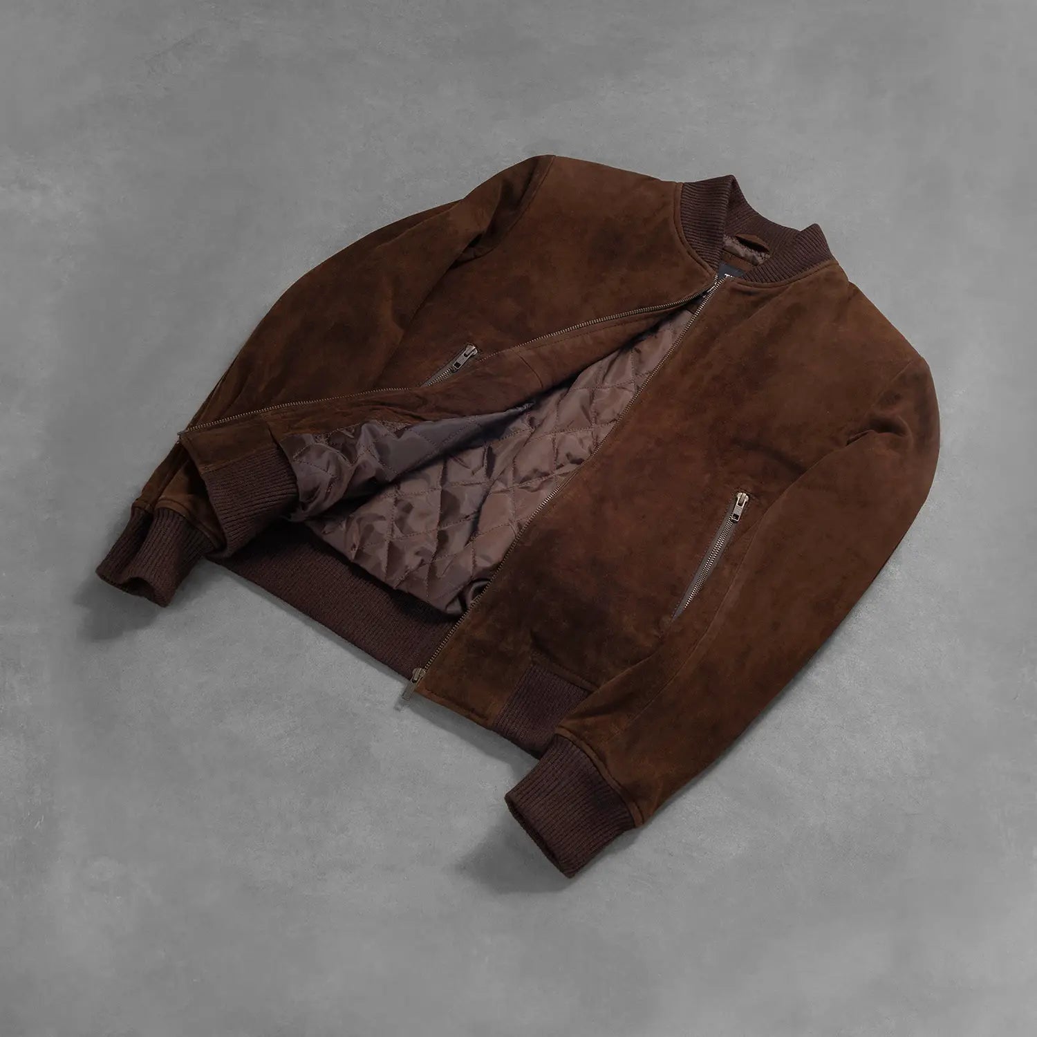 Men's Textured Bomber Suede Jacket