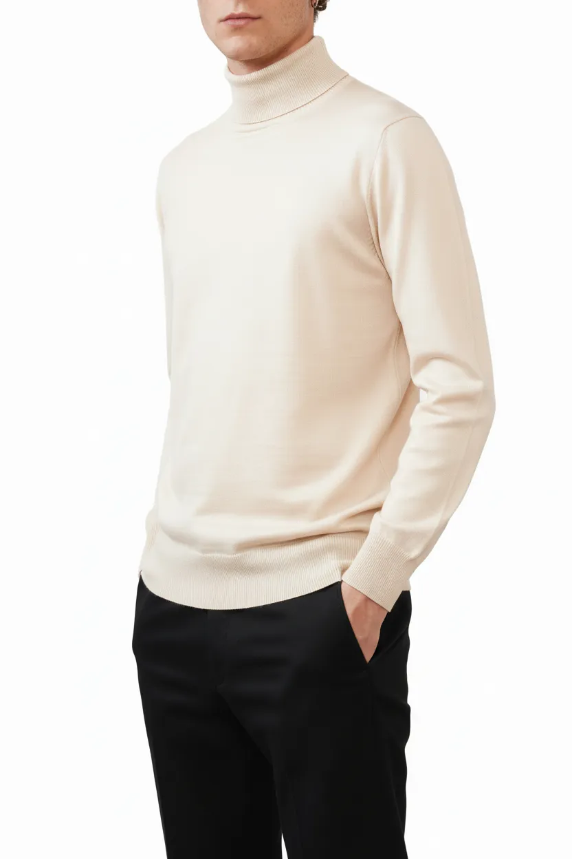 Polished Slim Fit Viscose Turtleneck Sweater