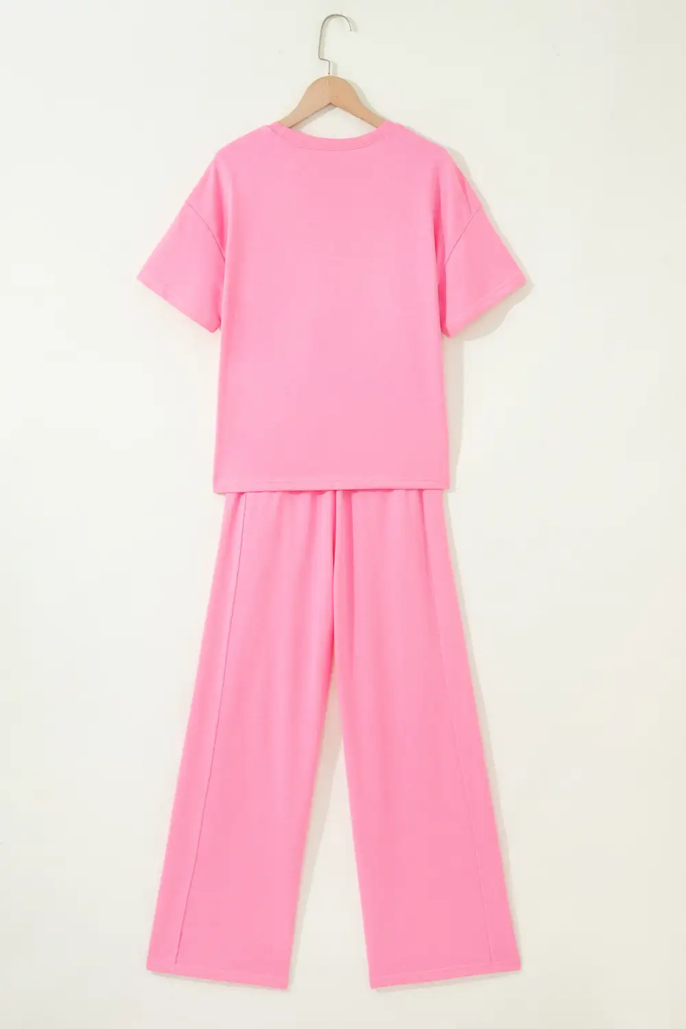 Women's Solid Cover Oversize Tee Pocketed Casual Pants Two Piece Outfit