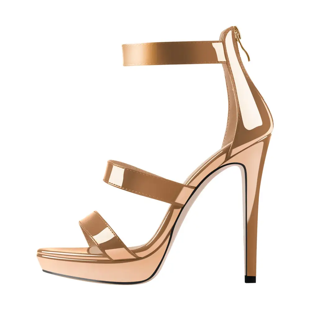 Ankle Zip Platform Stiletto Band Sandals