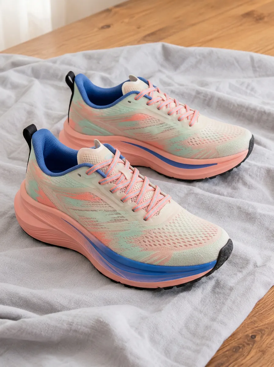 Women's Pastel Color Block Abstract Printed Running Shoes