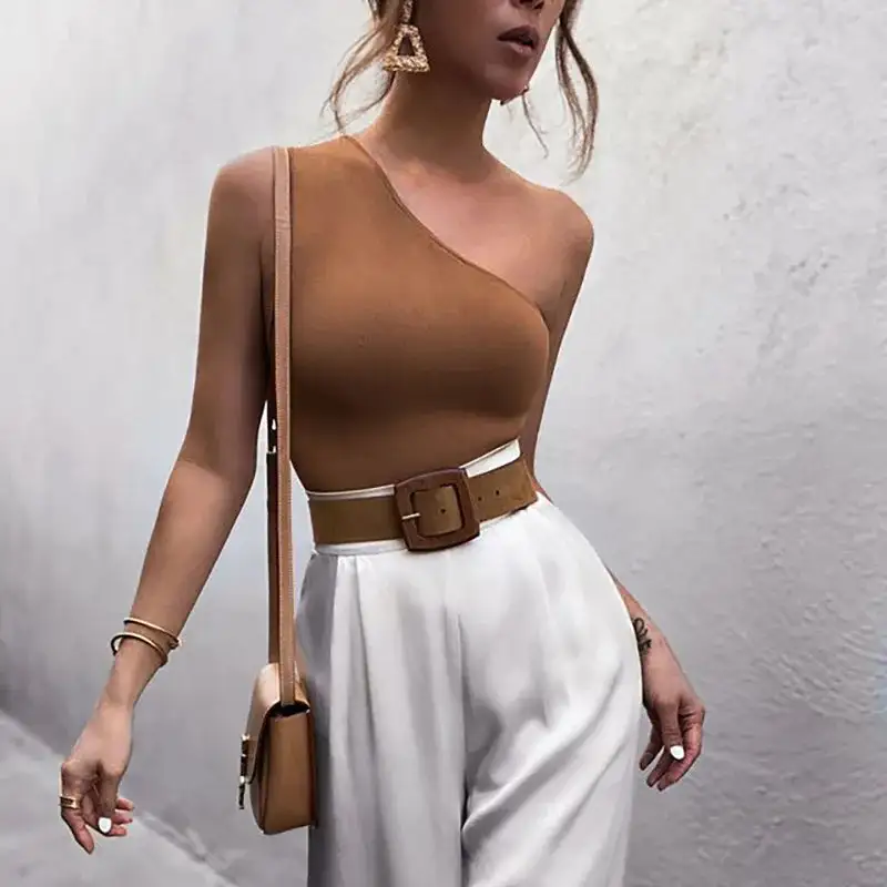 One-Shoulder Cropped Tank Top