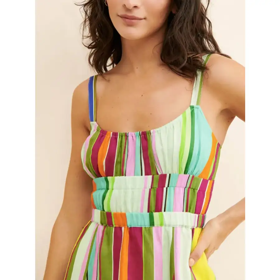 Colorful Spaghetti Strap Midi Dress