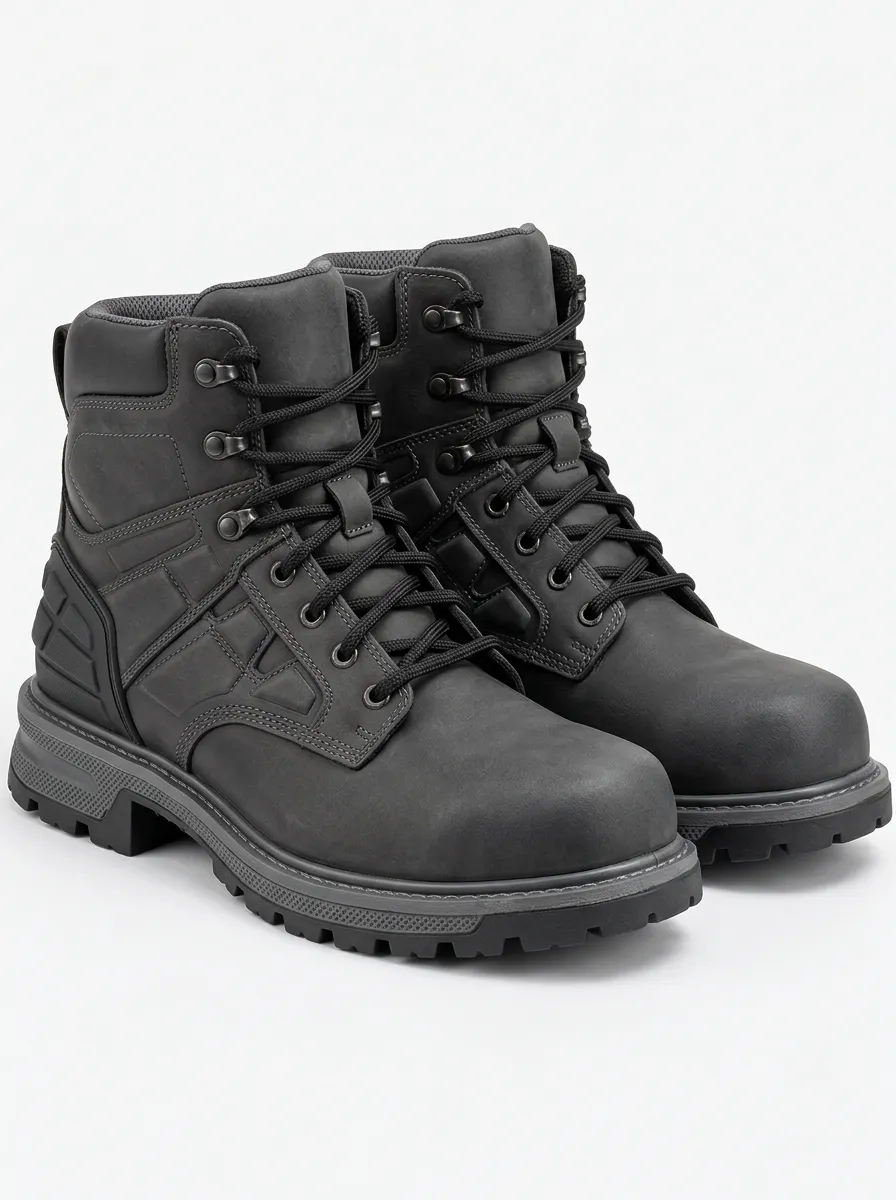 Men's Work Boots in Leather with Black Design