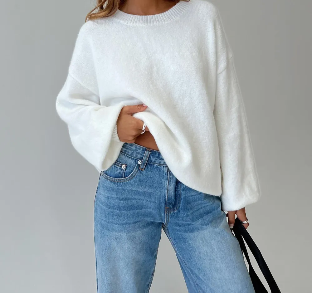 White Oversized Knit Sweater