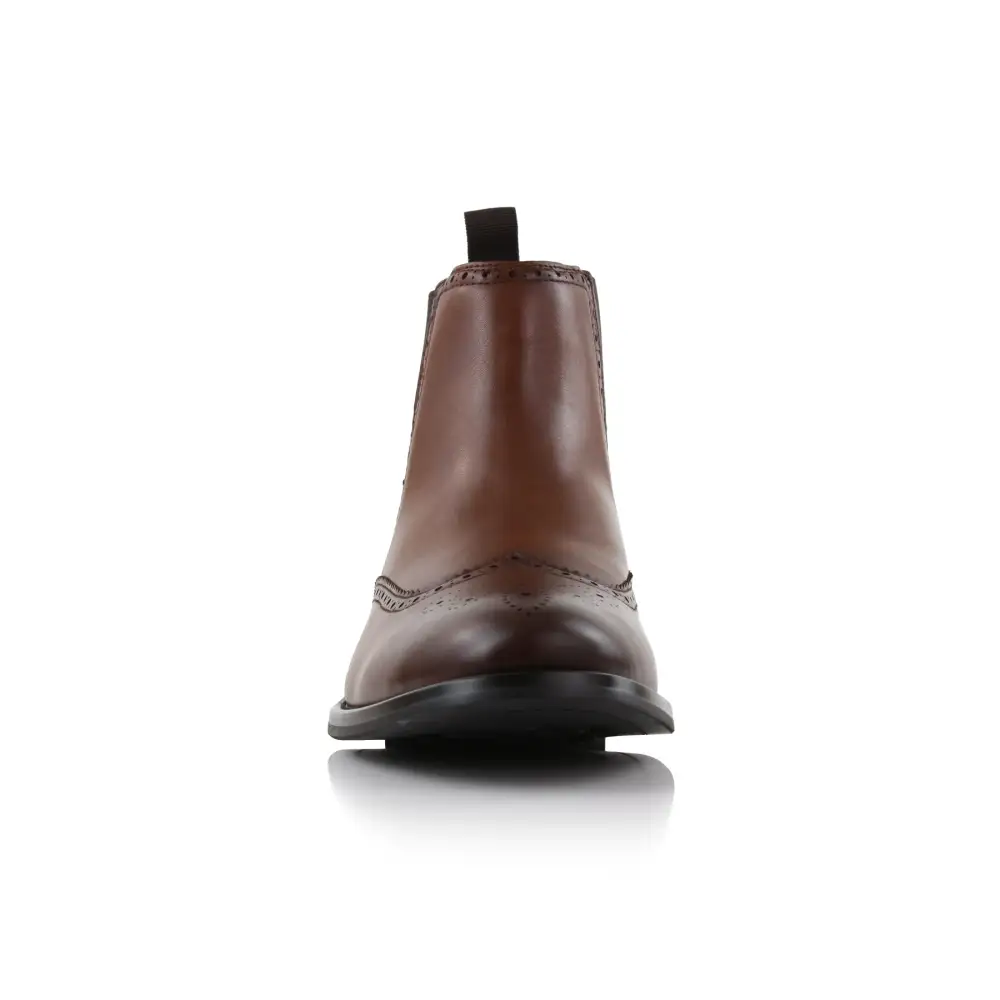 Faux-Leather Wingtip Brogue Chelsea Boots