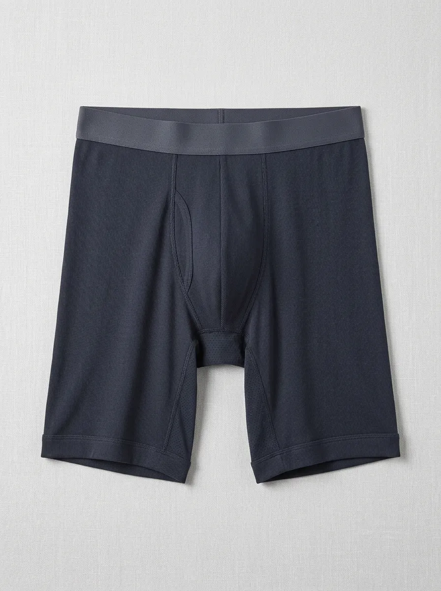 Men's Solid Charcoal Ribbed Performance Boxer Briefs