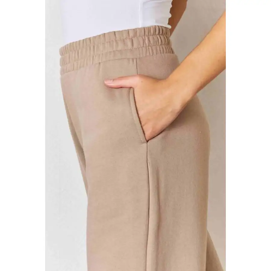 Risen Wide Waistband Slit Wide Leg Pants