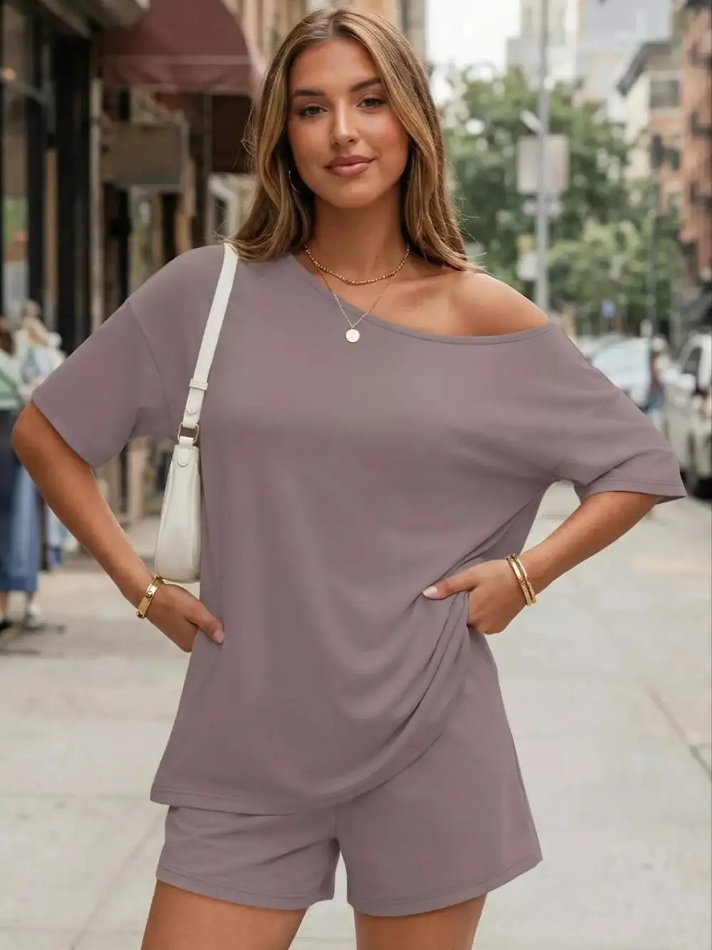 Boat Neck Tee and Shorts Set