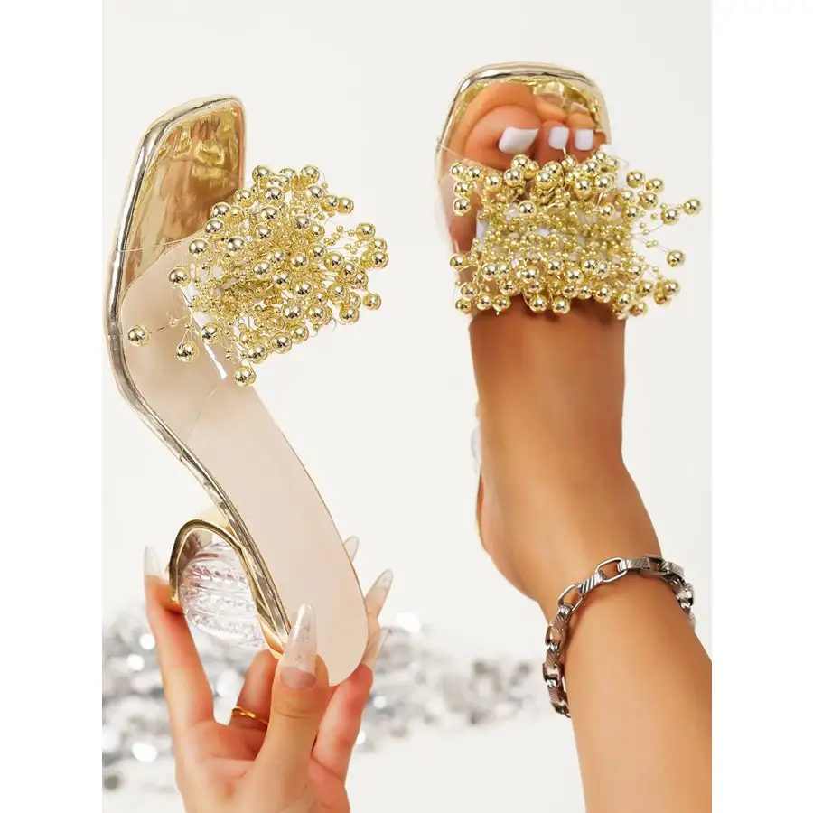 Pearl Embellished Clear Strap Sandals