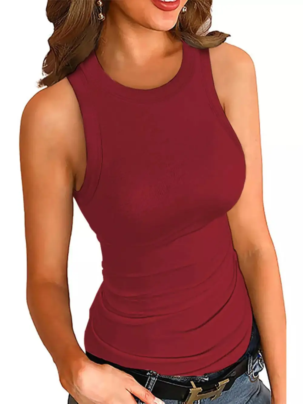 Full Size Ribbed Round Neck Tank Plus