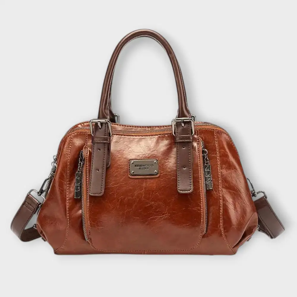 Faux Leather Crochet Shoulder Bag