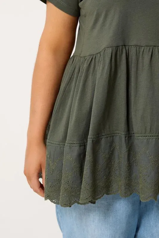 Green Tiered Peplum Top