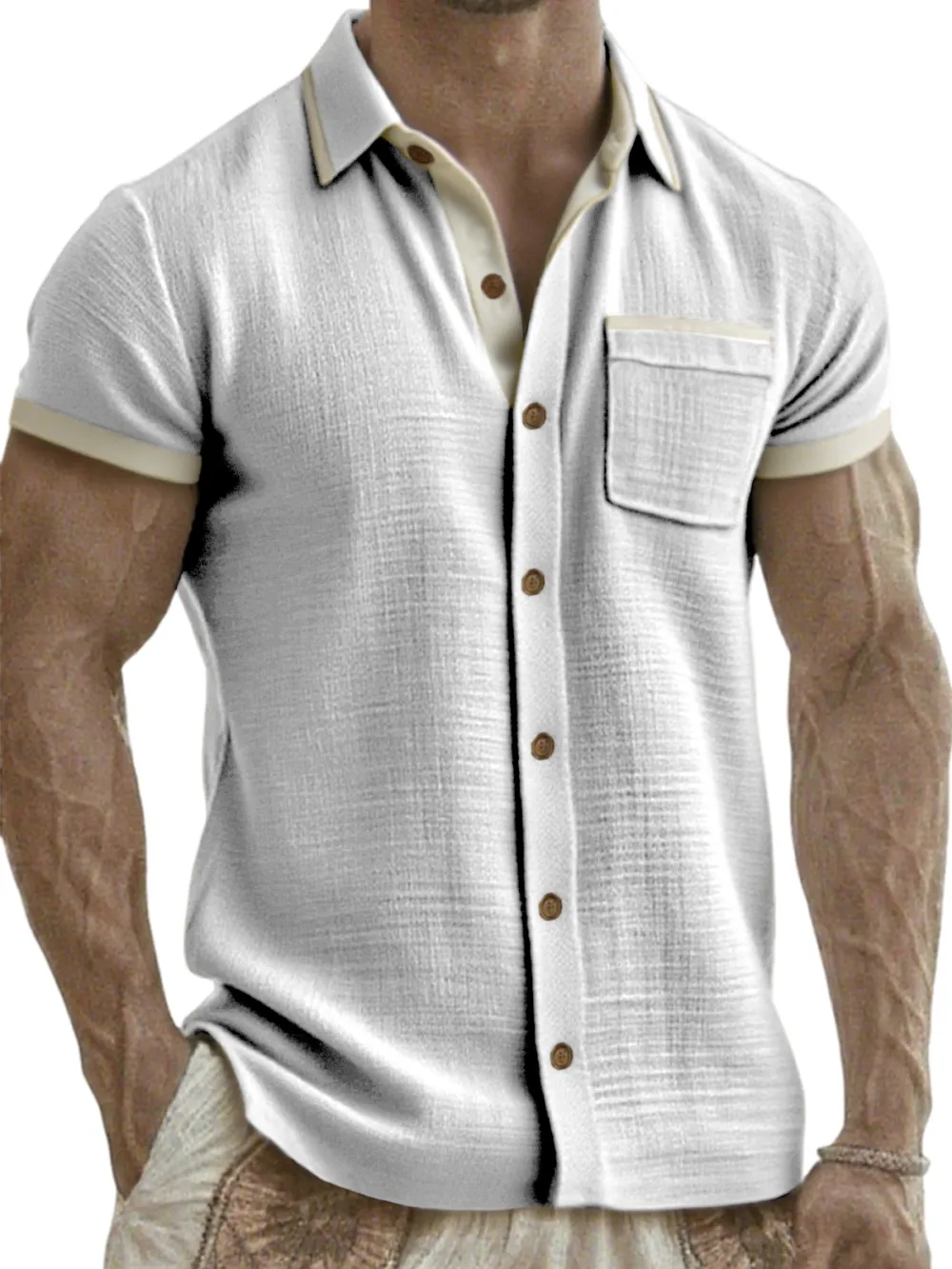 Linen Blend Pocket Shirt