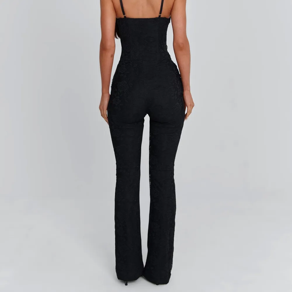 Black Lace Bust Corset Jumpsuit