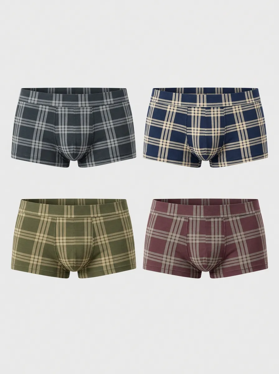 Men's Classic Plaid Boxer Briefs 4-Pack