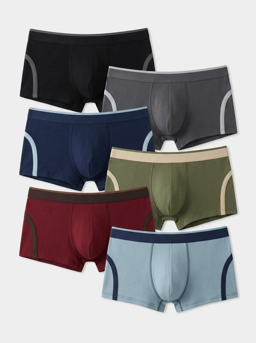 Men's Six-Pair Flat-Seam Side-Panel Trunk Brief Set