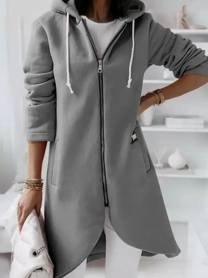 Women's Mid-Length Fleece Zip Hoodie