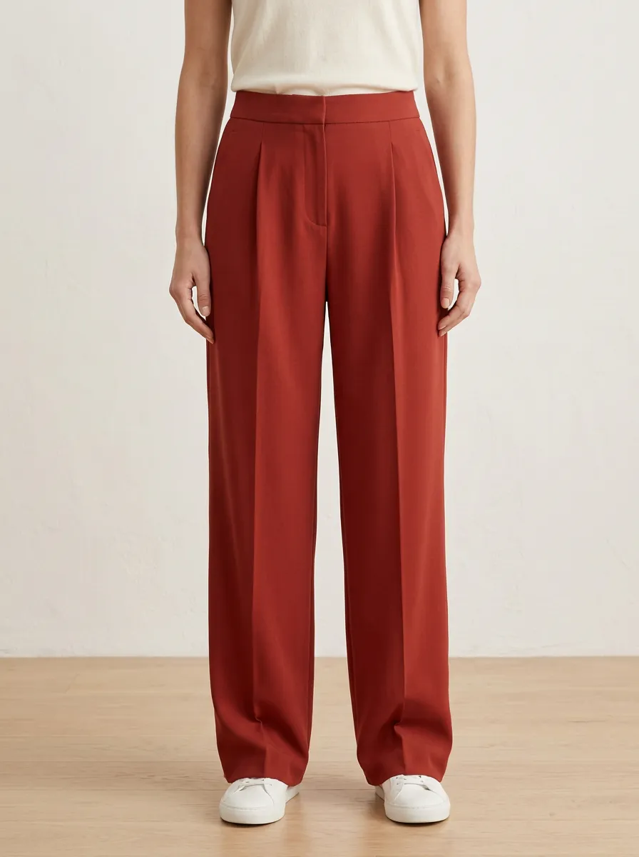 Modern Texture Pleated Wide-Leg Trousers