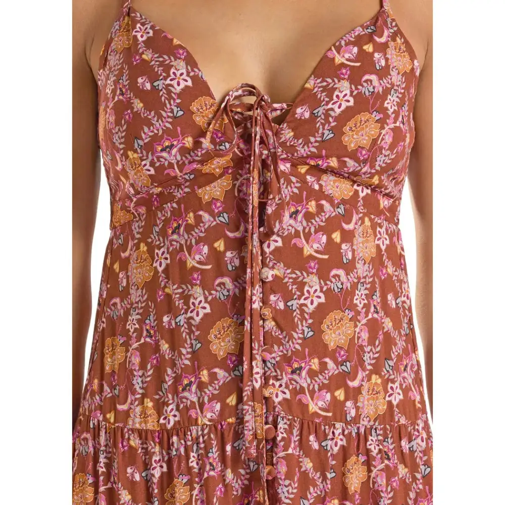 Rayon Floral Print Halter Maxi Dress